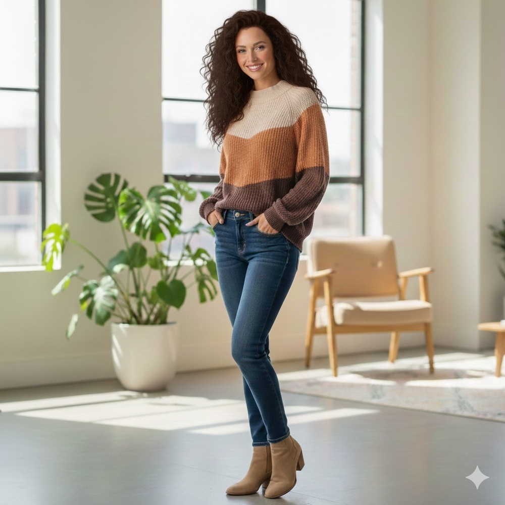 Womens Colorblock Sweater